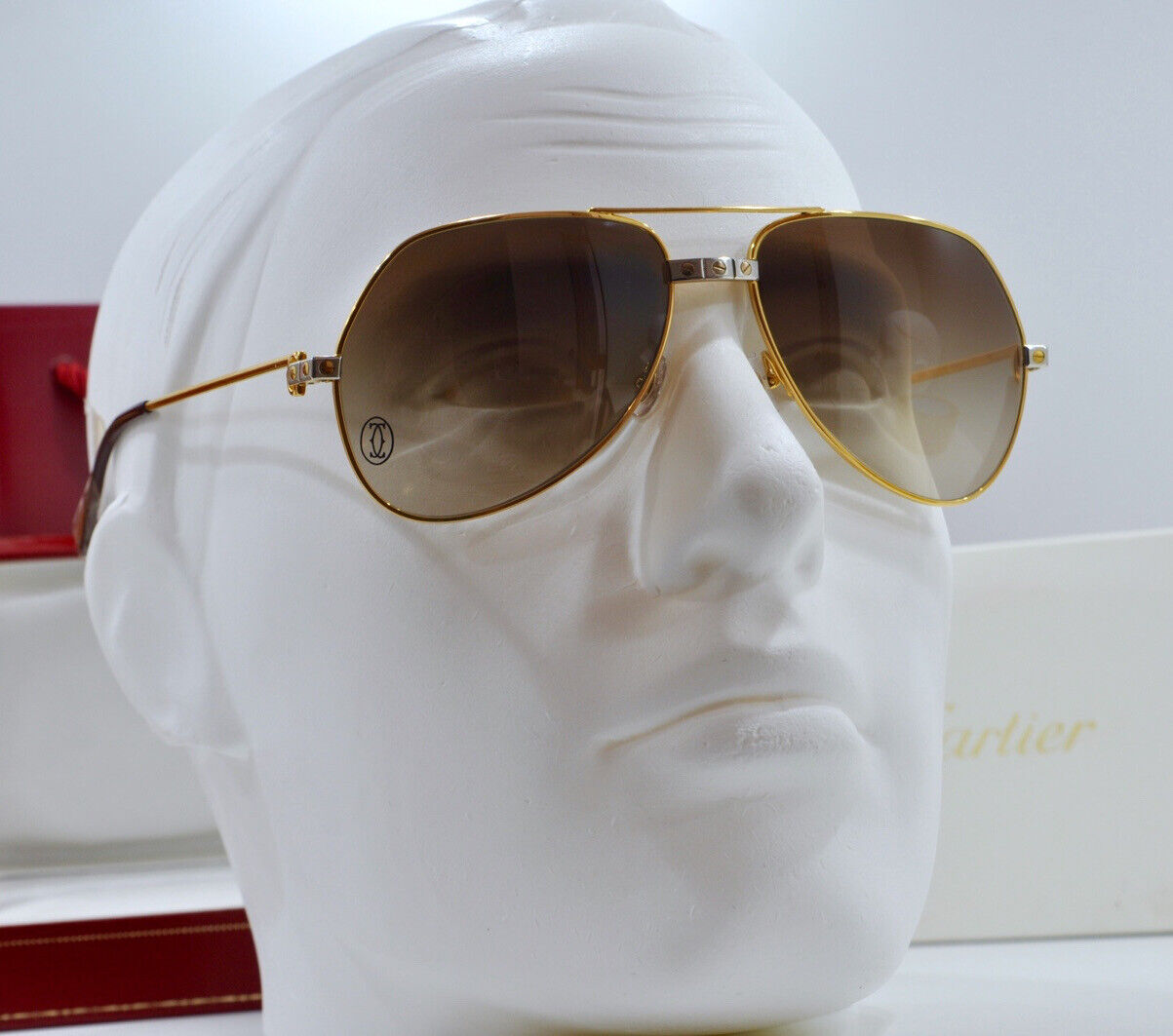 Vintage CARTIER 1984 SANTOS VENDOME Sunglasses Glasses Glasses NOS Frame 59 gold