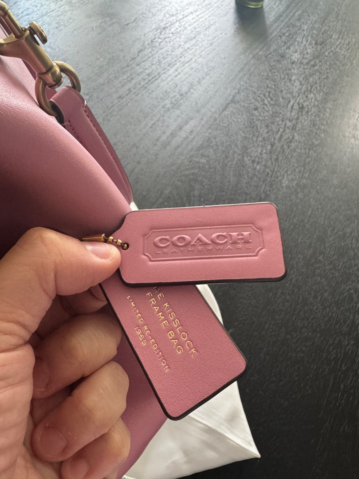 COACH Big Large Kisslock Rose Kiss Lock Pink Frame Bag Nwt