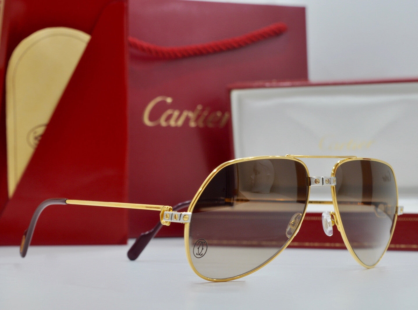 Vintage CARTIER 1984 SANTOS VENDOME Sunglasses Glasses Glasses NOS Frame 59 gold
