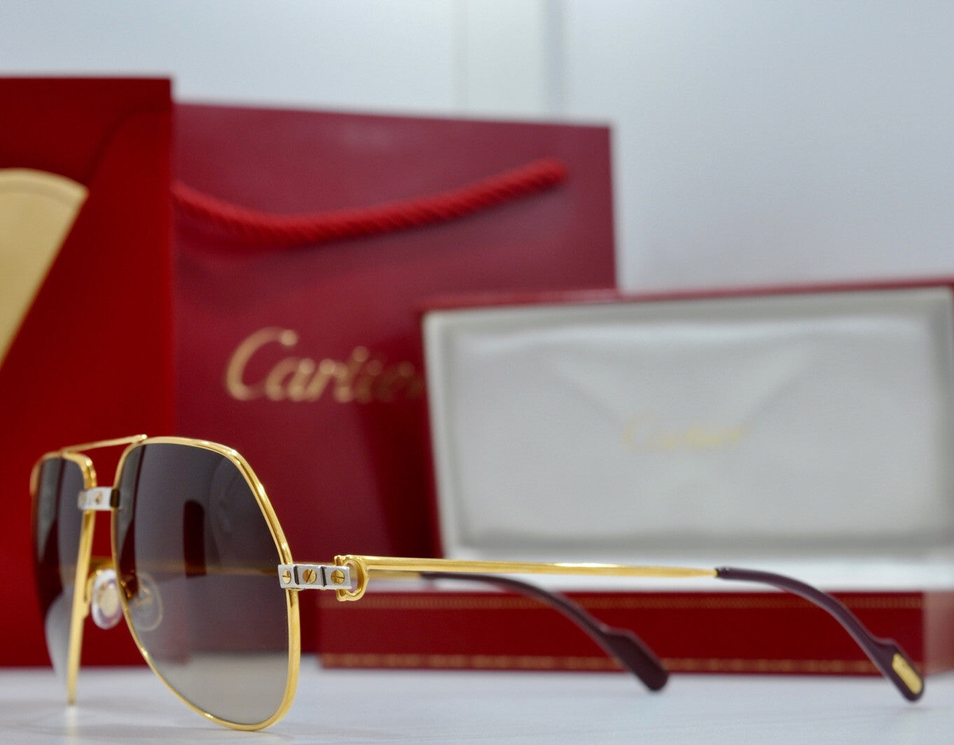 Vintage CARTIER 1984 SANTOS VENDOME Sunglasses Glasses Glasses NOS Frame 59 gold