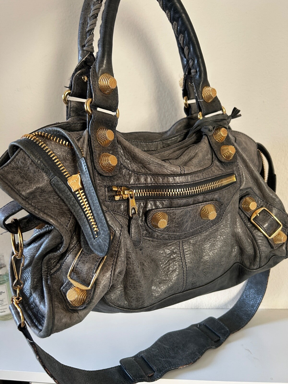 Balenciaga Part Time City Bag Anthracite GGH Giant Gold Grey Leather Y2K