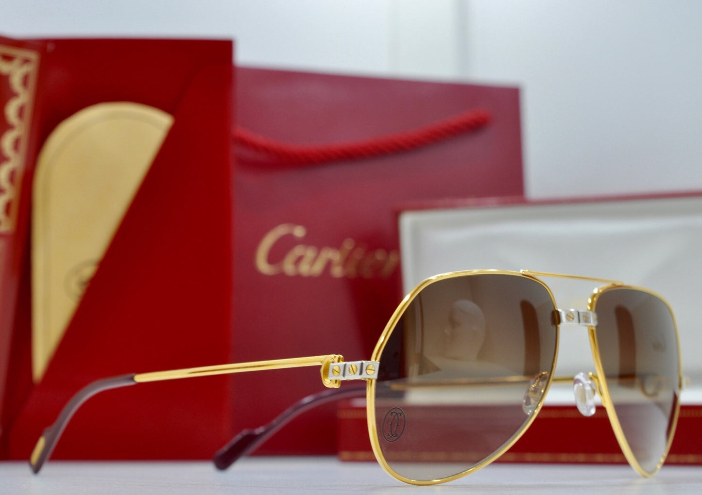 Vintage CARTIER 1984 SANTOS VENDOME Sunglasses Glasses Glasses NOS Frame 59 gold