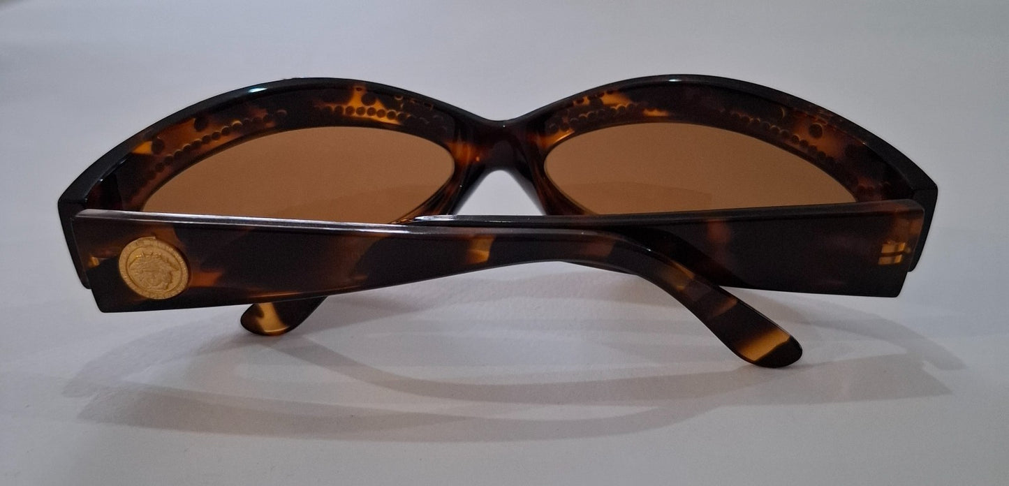 Vintage Y2K Gianni Versace 440/L 649NDRH Unisex Brown Tortoise Shell Sunglasses