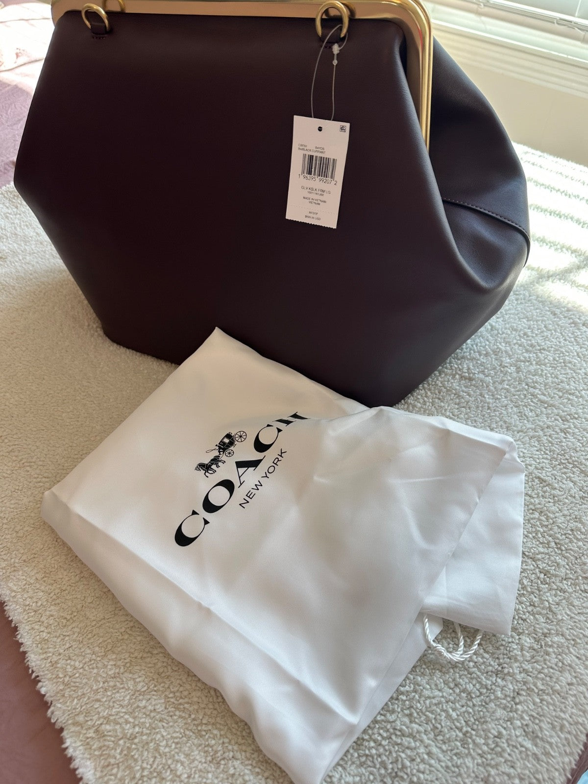 Coach large Kisslock frame bag- Black Currant