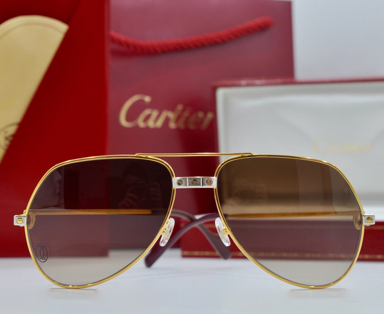 Vintage CARTIER 1984 SANTOS VENDOME Sunglasses Glasses Glasses NOS Frame 59 gold