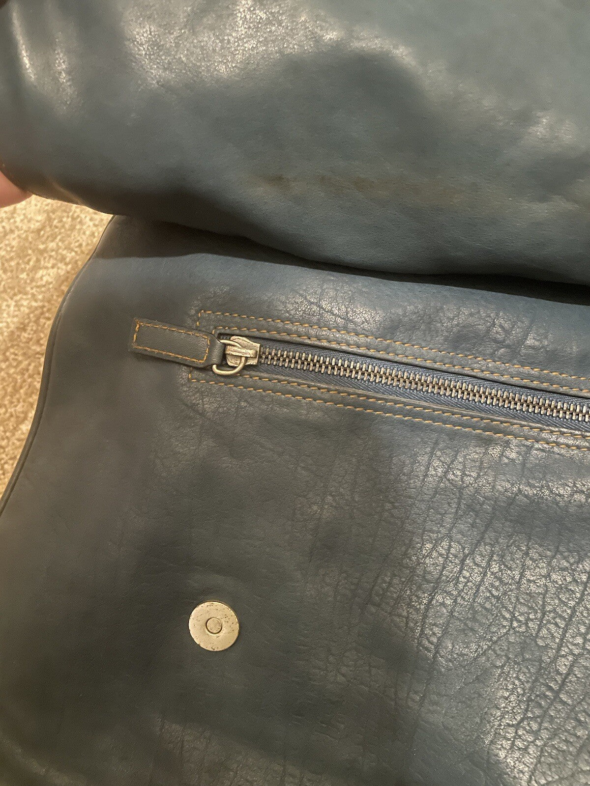 Vintage Dior Gaucho Shoulder Bag Blue Leather 06-MA-0046 Y2K