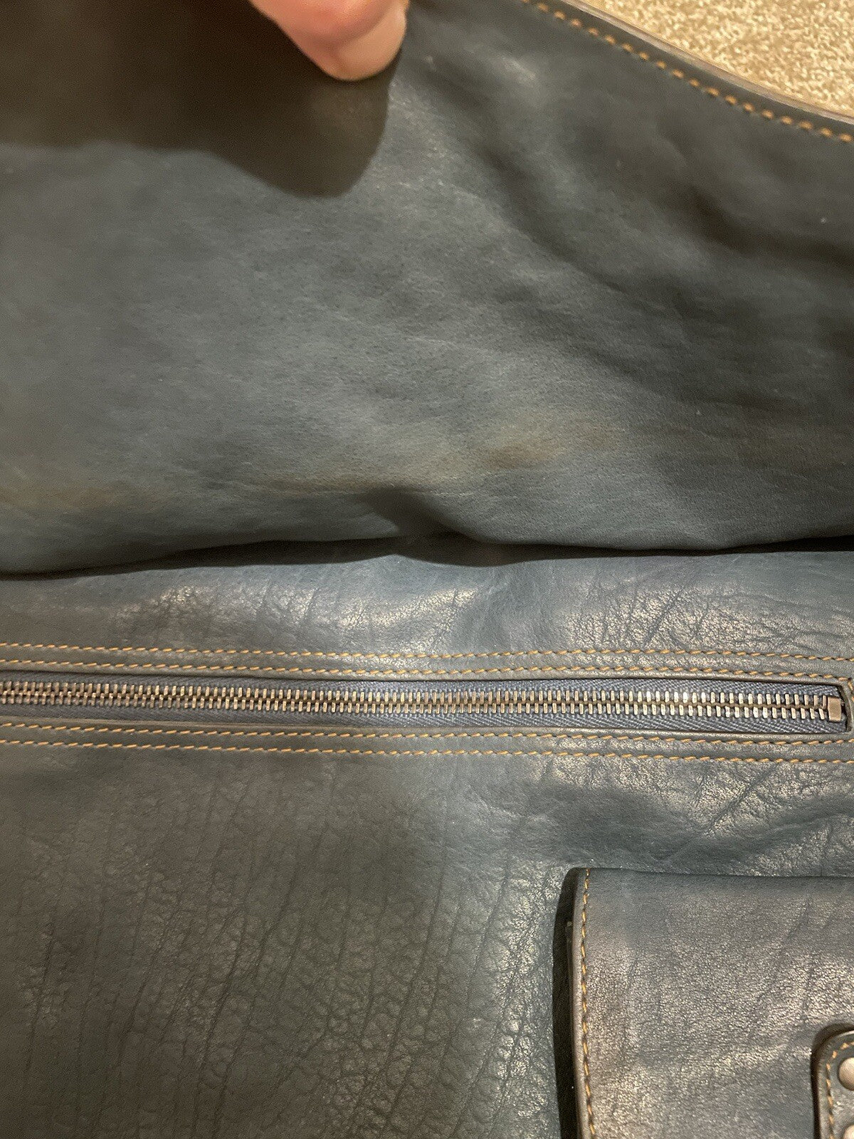 Vintage Dior Gaucho Shoulder Bag Blue Leather 06-MA-0046 Y2K
