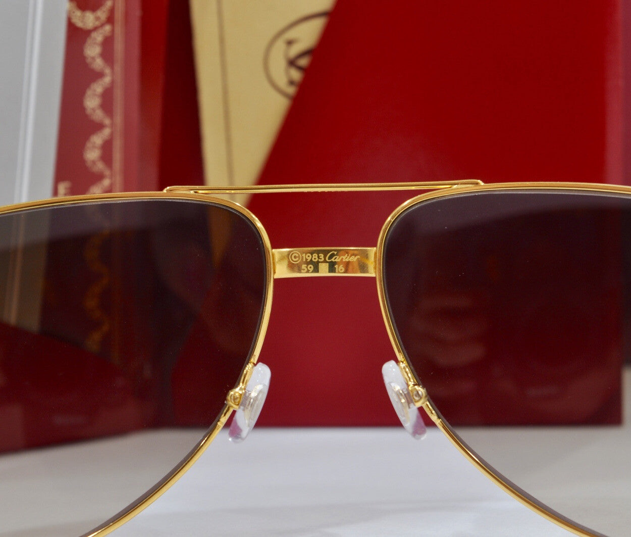 Vintage CARTIER 1984 SANTOS VENDOME Sunglasses Glasses Glasses NOS Frame 59 gold