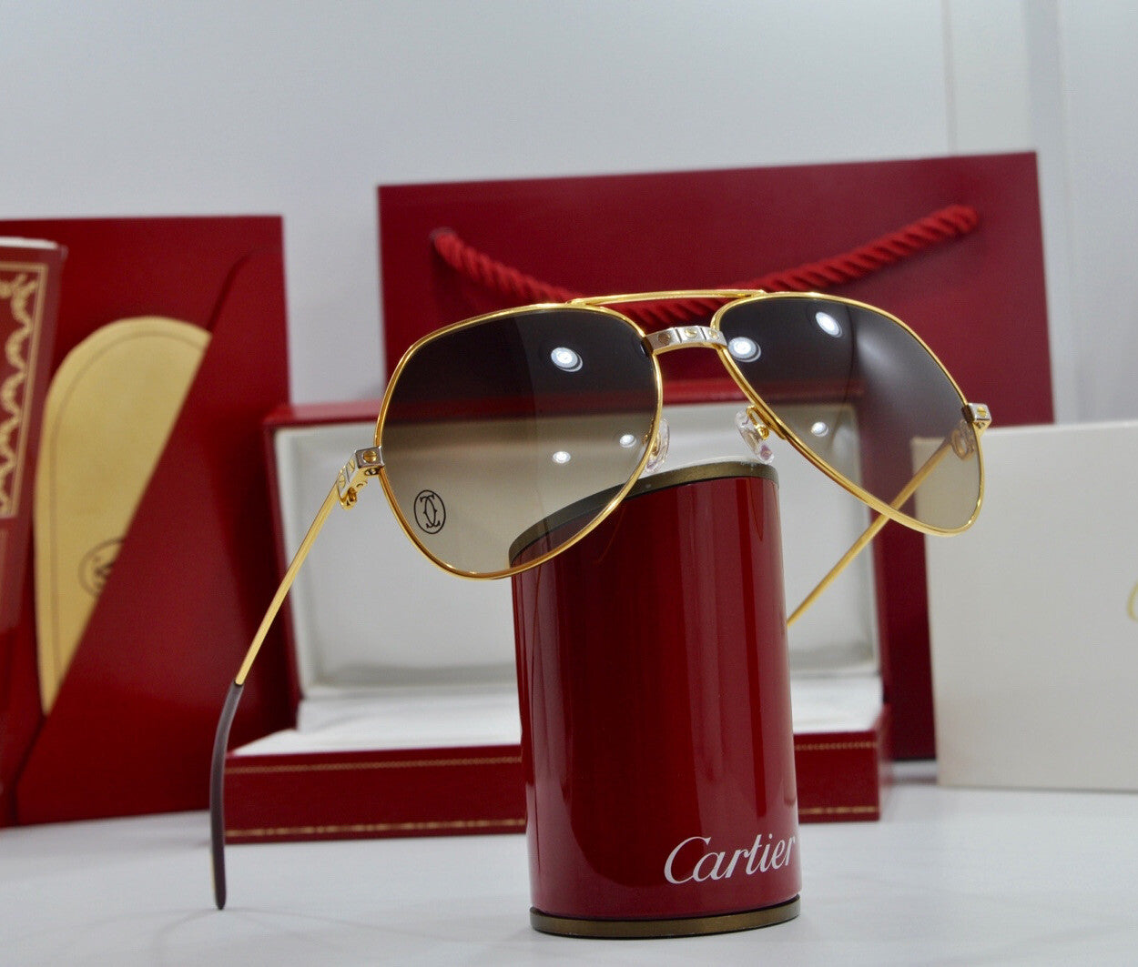 Vintage CARTIER 1984 SANTOS VENDOME Sunglasses Glasses Glasses NOS Frame 59 gold