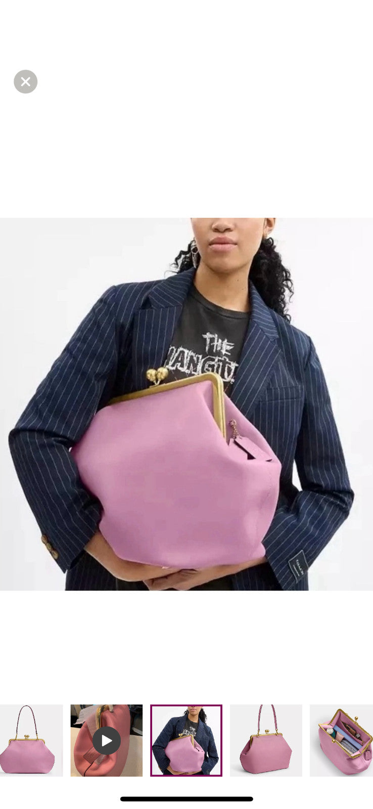 COACH Big Large Kisslock Rose Kiss Lock Pink Frame Bag Nwt