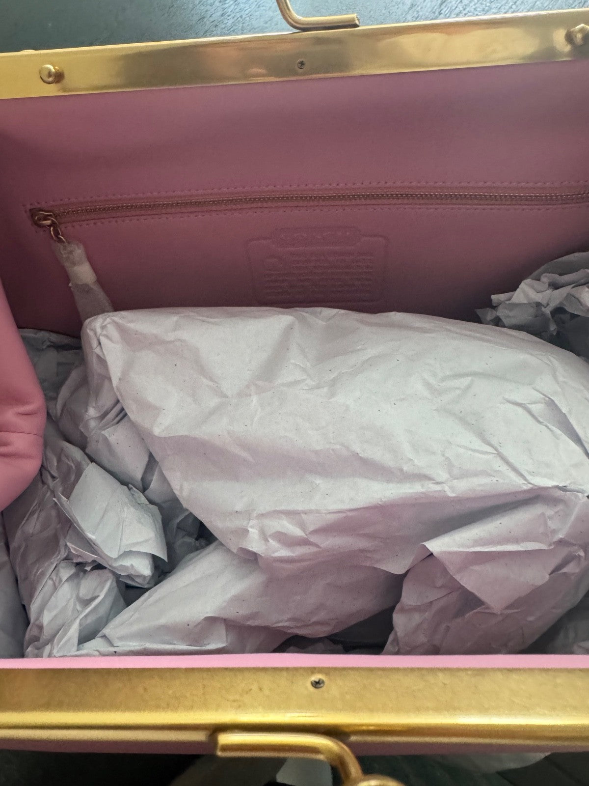COACH Big Large Kisslock Rose Kiss Lock Pink Frame Bag Nwt