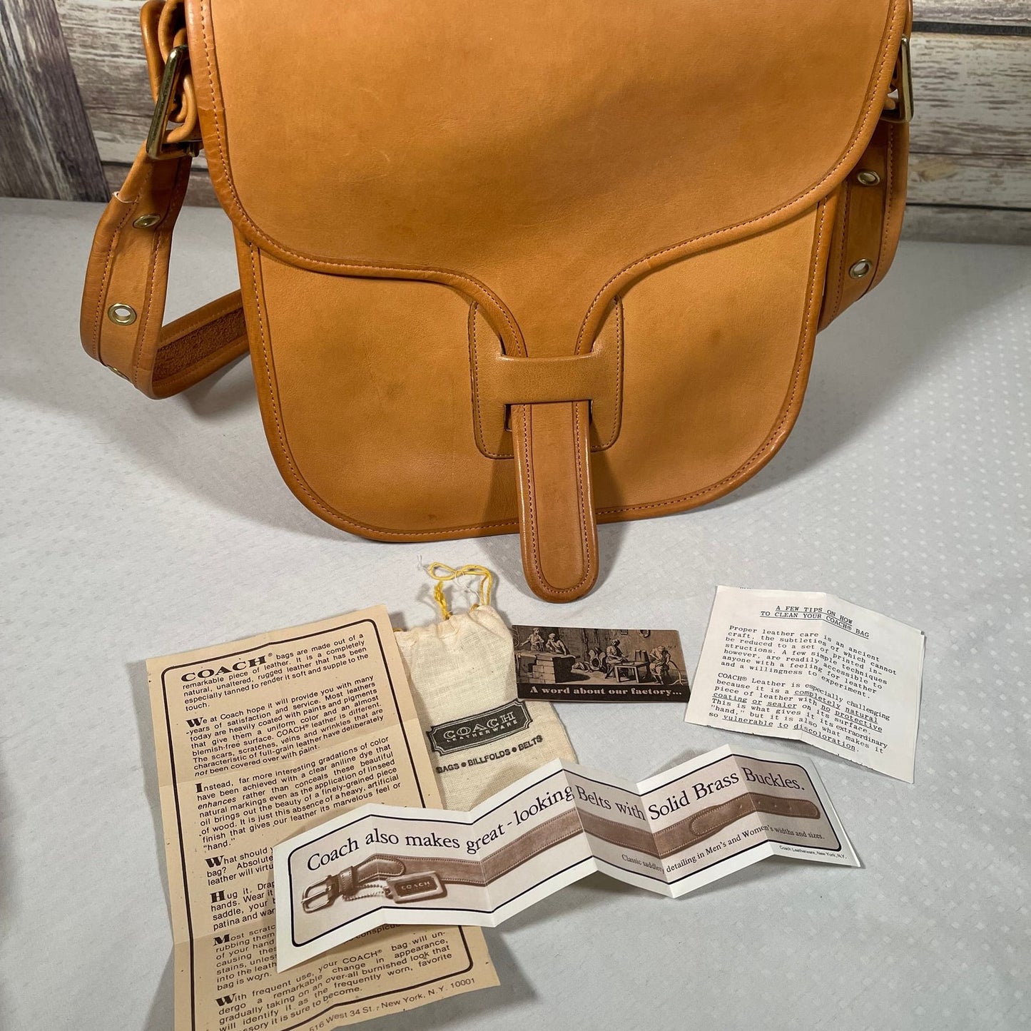 Vintage 1970’s Coach Bag Courier Bonnie Cashin Tan Brown Rare NYC USA
