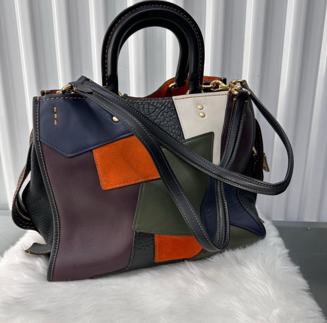 RARE Coach Rogue 1941 Patchwork Leather Shoulder Bag Handbag Purse Multicolor