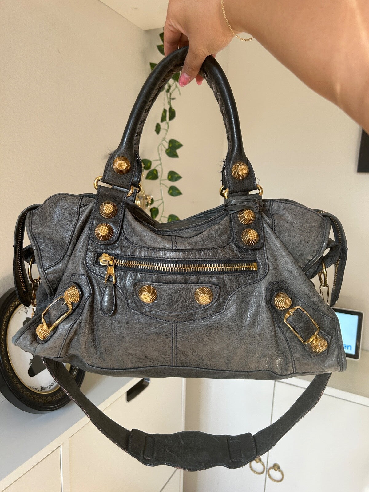 Balenciaga Part Time City Bag Anthracite GGH Giant Gold Grey Leather Y2K