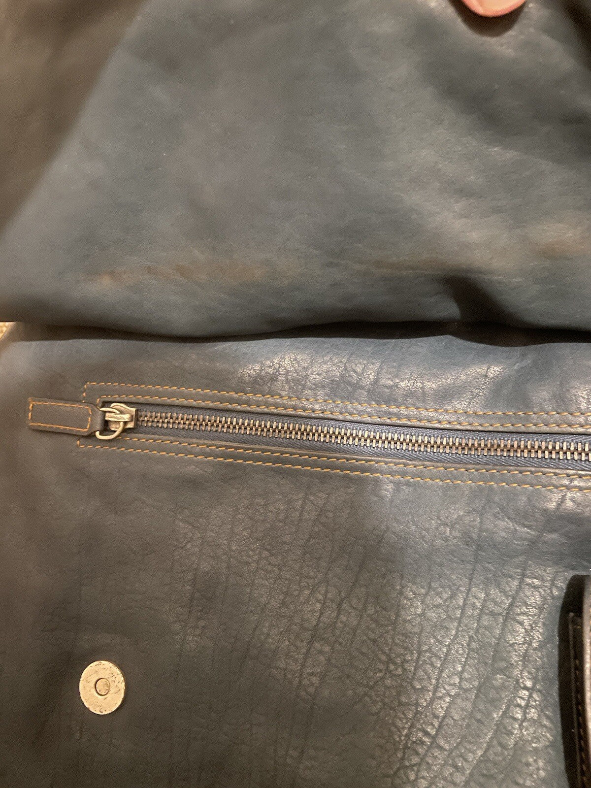 Vintage Dior Gaucho Shoulder Bag Blue Leather 06-MA-0046 Y2K