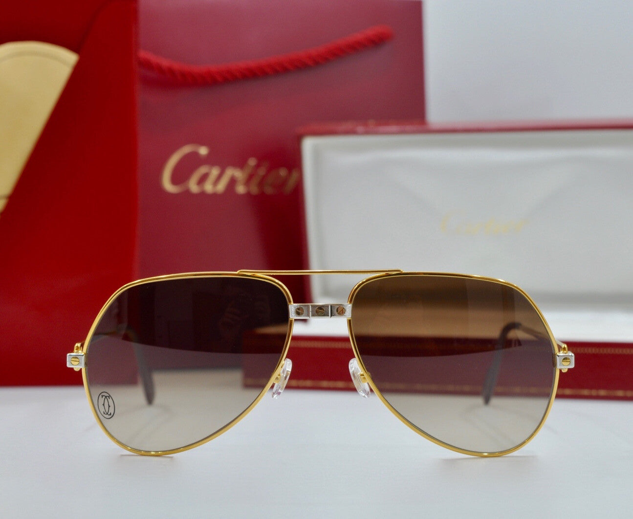 Vintage CARTIER 1984 SANTOS VENDOME Sunglasses Glasses Glasses NOS Frame 59 gold