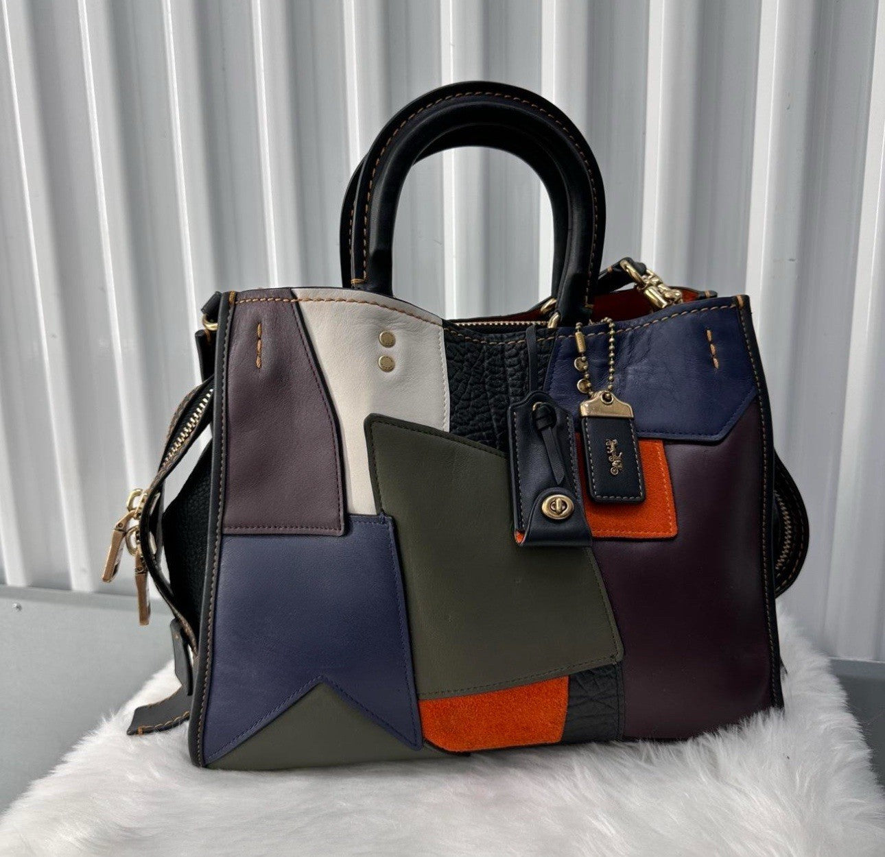 RARE Coach Rogue 1941 Patchwork Leather Shoulder Bag Handbag Purse Multicolor