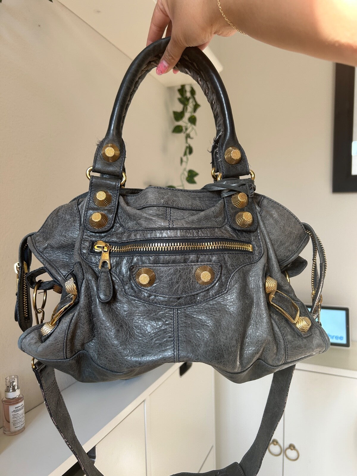 Balenciaga Part Time City Bag Anthracite GGH Giant Gold Grey Leather Y2K