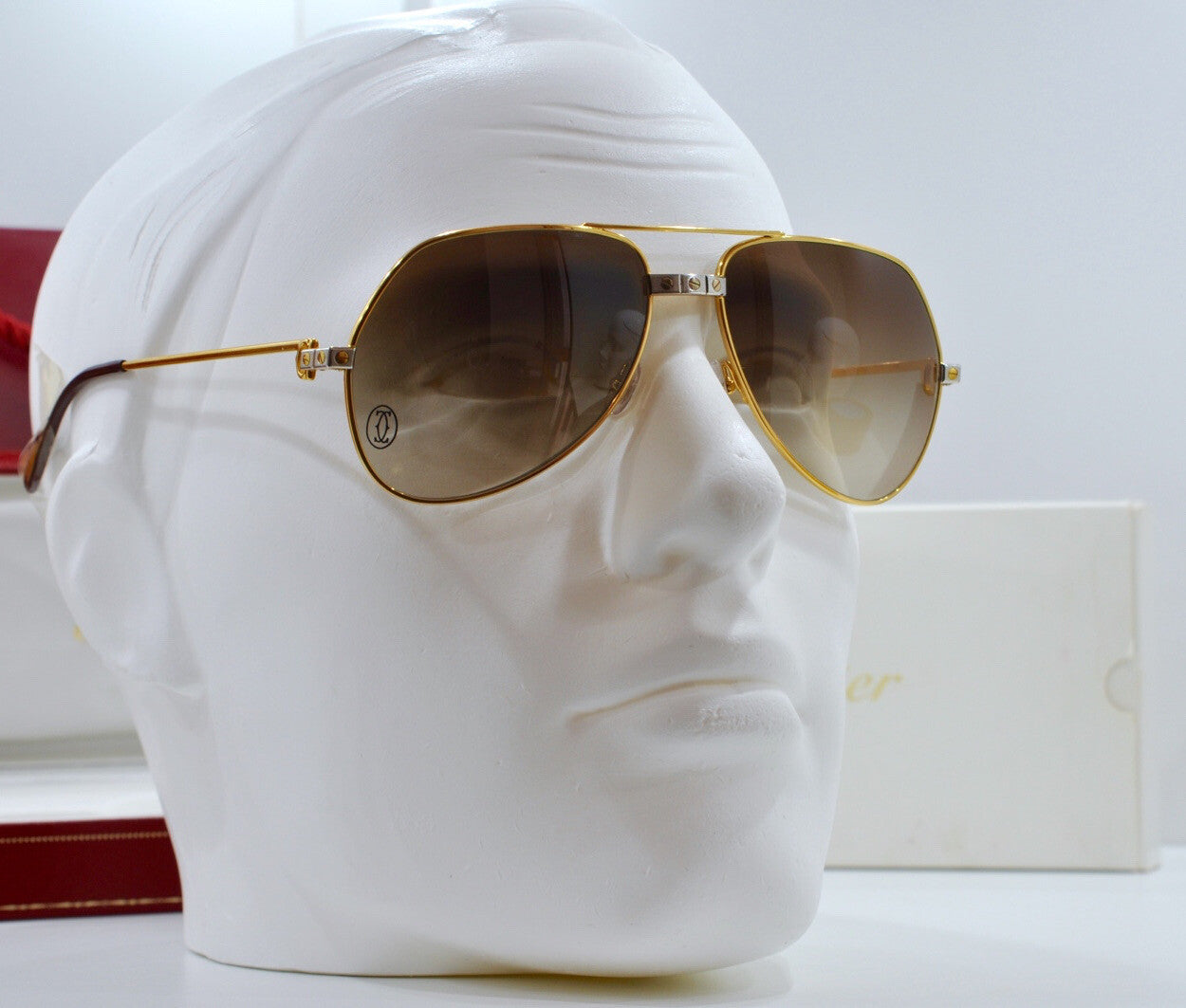 Vintage CARTIER 1984 SANTOS VENDOME Sunglasses Glasses Glasses NOS Frame 59 gold
