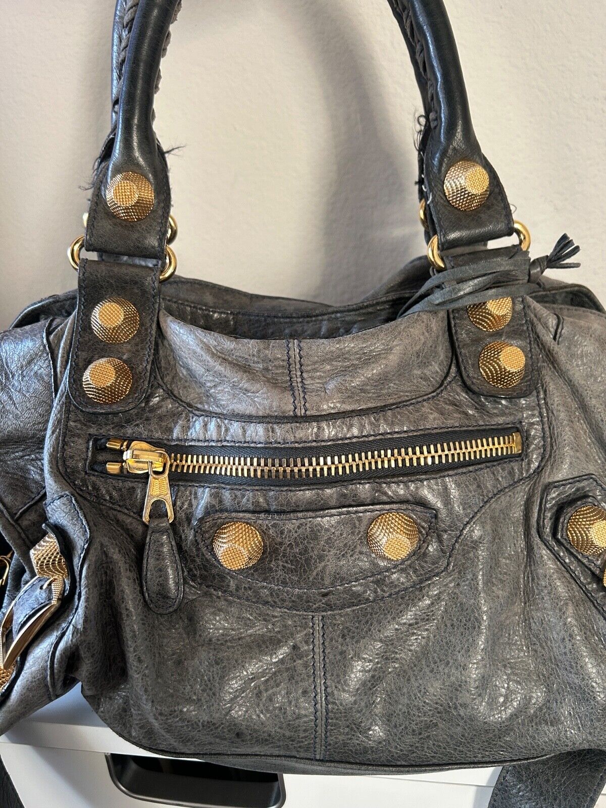 Balenciaga Part Time City Bag Anthracite GGH Giant Gold Grey Leather Y2K