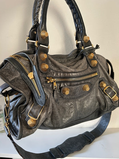 Balenciaga Part Time City Bag Anthracite GGH Giant Gold Grey Leather Y2K