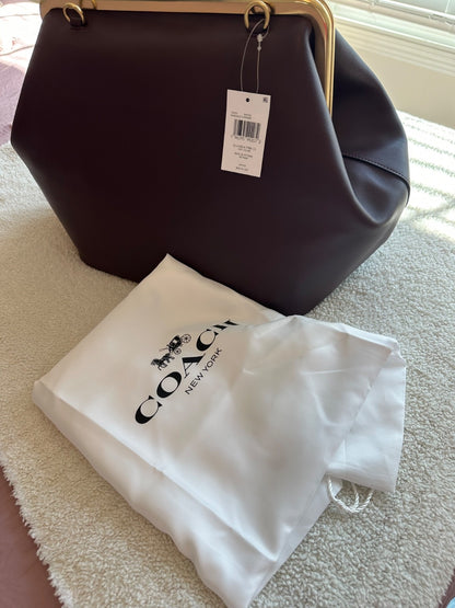 Coach large Kisslock frame bag- Black Currant