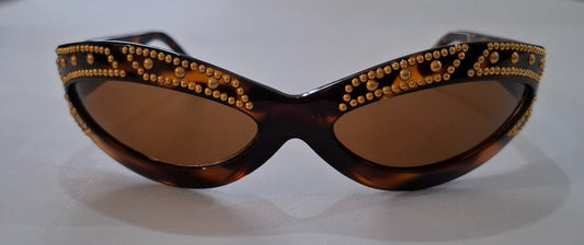 Vintage Y2K Gianni Versace 440/L 649NDRH Unisex Brown Tortoise Shell Sunglasses