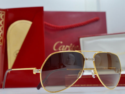 Vintage CARTIER 1984 SANTOS VENDOME Sunglasses Glasses Glasses NOS Frame 59 gold