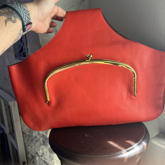 Vintage COACH Bonnie Cashin Leather Sling Cashin Carry Muffet Kisslock Bag Red