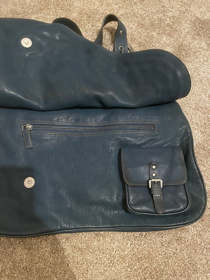 Vintage Dior Gaucho Shoulder Bag Blue Leather 06-MA-0046 Y2K
