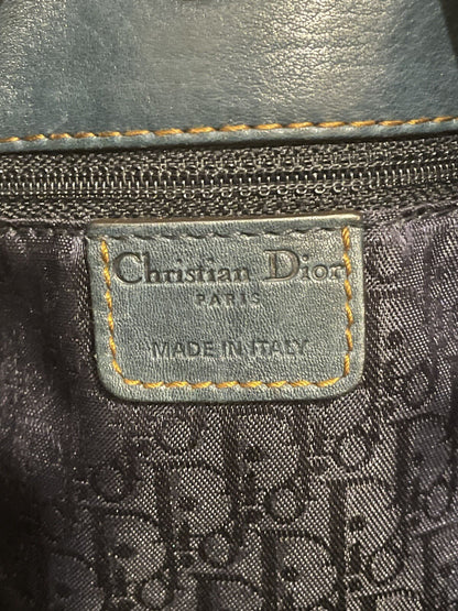 Vintage Dior Gaucho Shoulder Bag Blue Leather 06-MA-0046 Y2K